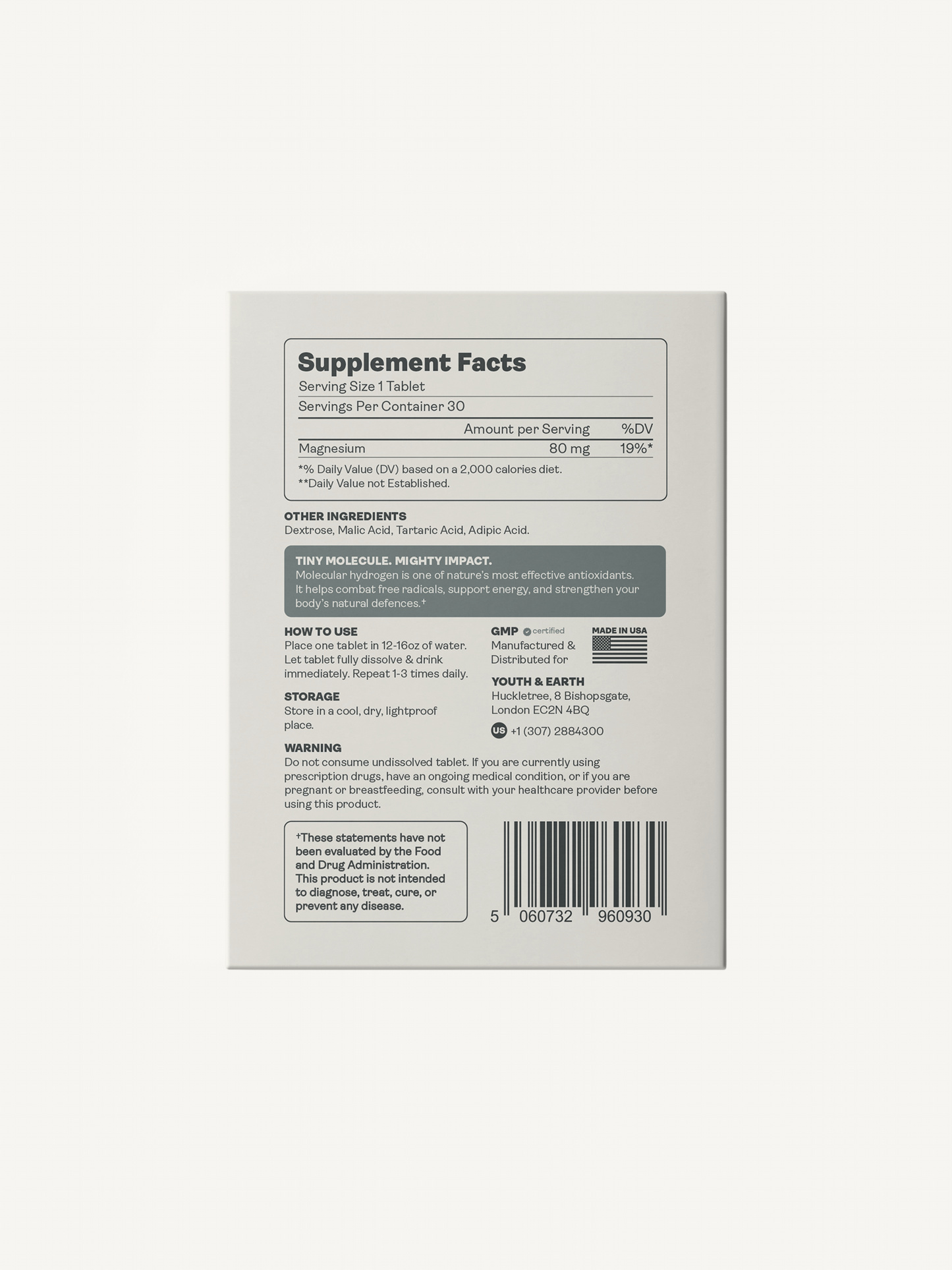 Molecular Hydrogen (Hydrogen Water) Tablets - Youth & Earth UK Store -