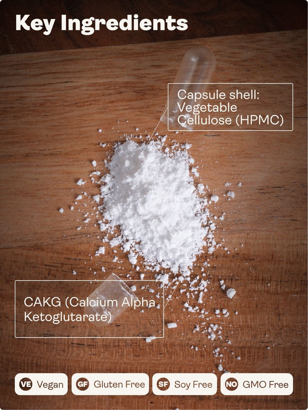 Calcium Alpha Keto-Glutarate (CALCIUM AKG) – 500mg x 60 Capsules Calcium Alpha Keto-Gluterate Youth & Earth