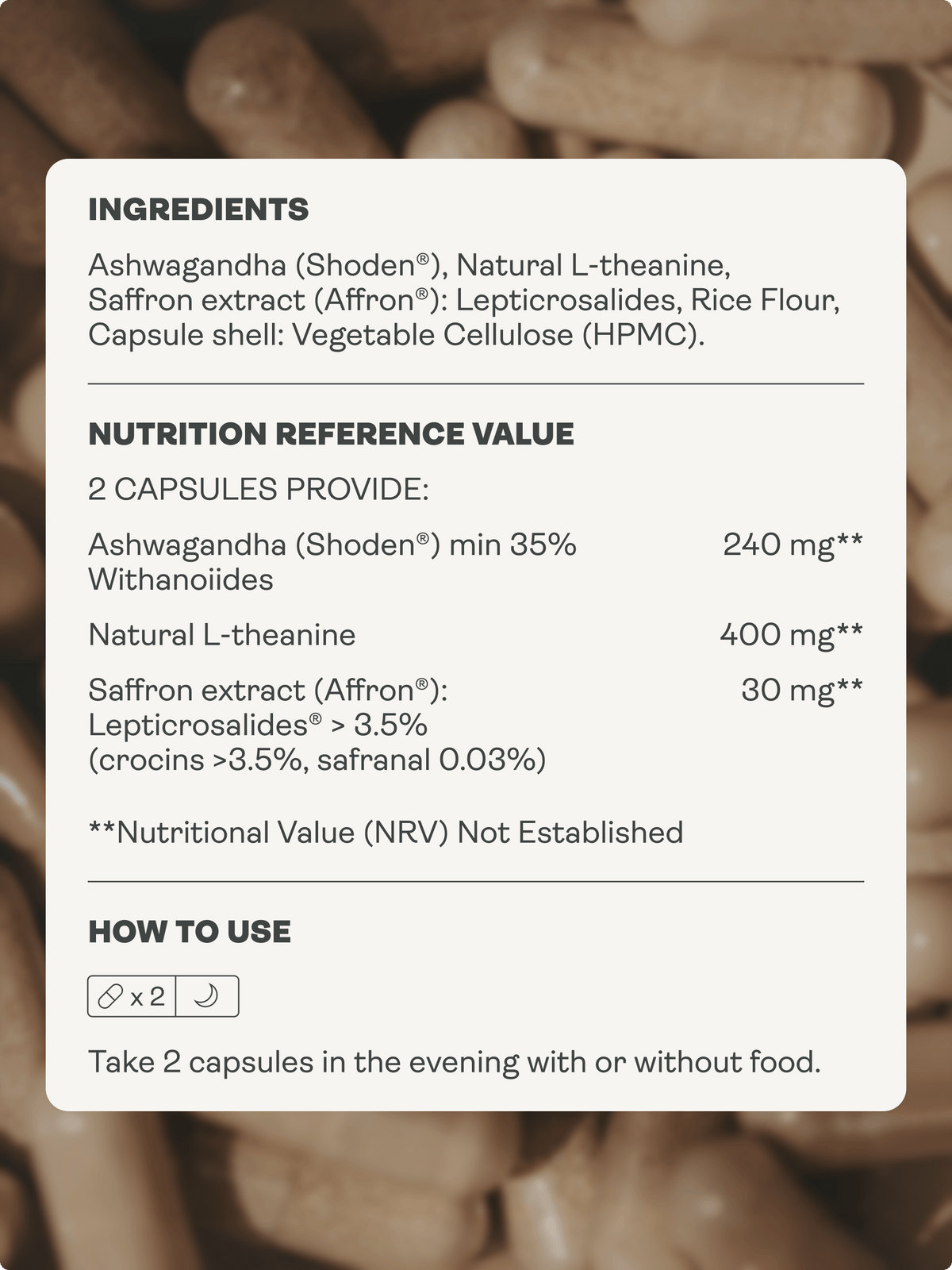 CHILLAXCINE (Ashwagandha, L-theanine & Saffron) 335mg, 60 Capsules