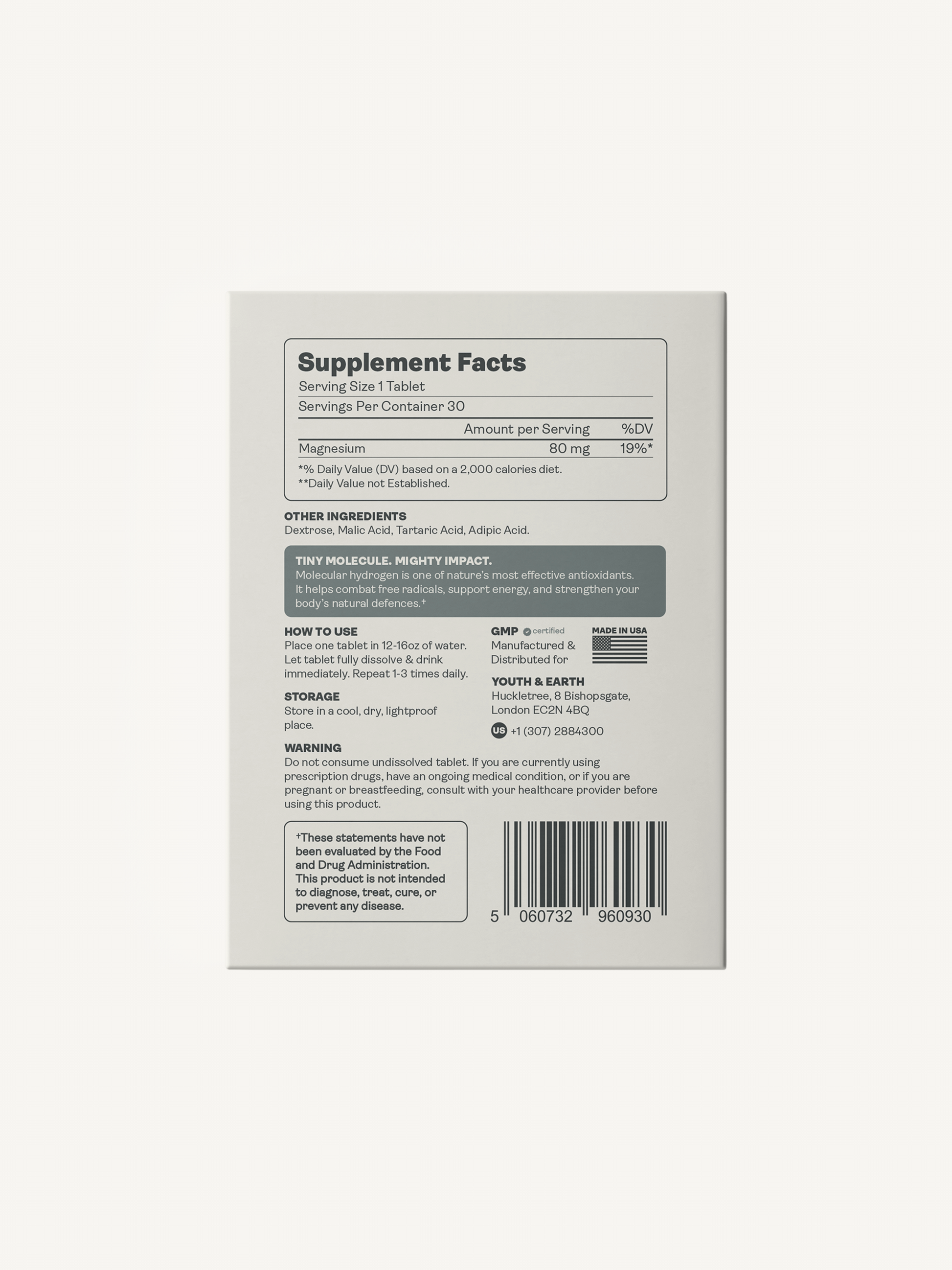 Molecular Hydrogen (Hydrogen Water) Tablets - Youth & Earth UK Store - 