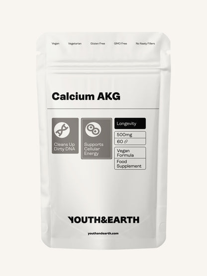 Calcium Alpha Keto-Glutarate (CALCIUM AKG) – 500mg x 60 Capsules Calcium Alpha Keto-Gluterate Youth & Earth 