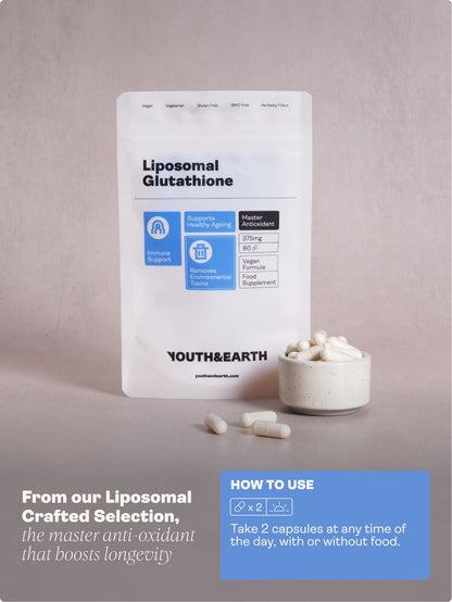 Liposomal Glutathione – 375mg x 60 Capsules Skin & Hair Youth & Earth 