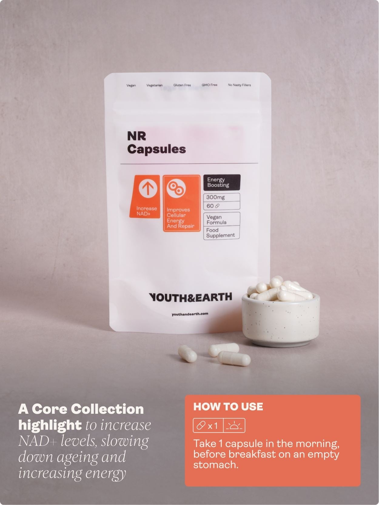 NR Capsules – 300mg x 60 Capsules Youth & Earth 