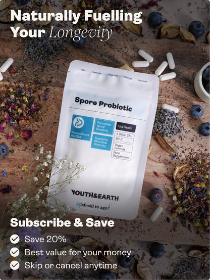 Spore Probiotic (Bacillus subtilis HU58®, Bacillus coagulans SC208 & Bacillus clausii SC109) – 4 billion CFU count x 60 Capsules Youth & Earth 