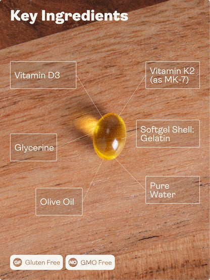 Vitamin D3 4000UI + K2 200mcg x 90 Softgels (3 months supply) Youth & Earth 